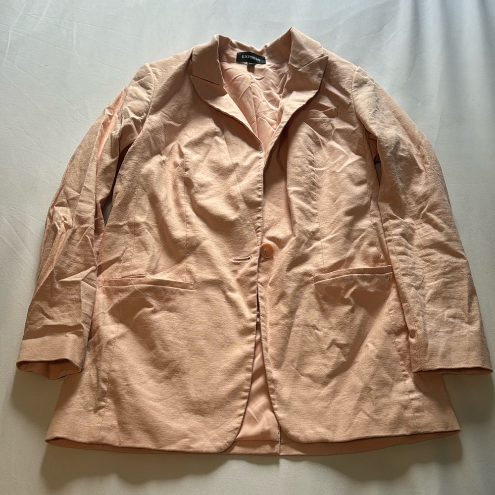 [express] pink linen blend blazer size small